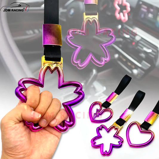 Colorful Ring Flower Heart JDM RACING Train Bus Handle Hand Strap: Styling Drift Charm Strap - Drift Car Warning Car Tow Strap