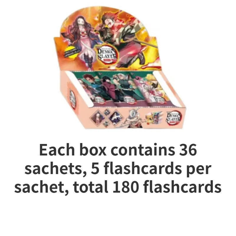 180PCS Dragon Ball, One Piece, Naruto and Demon Slayer Anime Cards - English Non-Repetition Flashcards, Table Game Deck Box for Kids