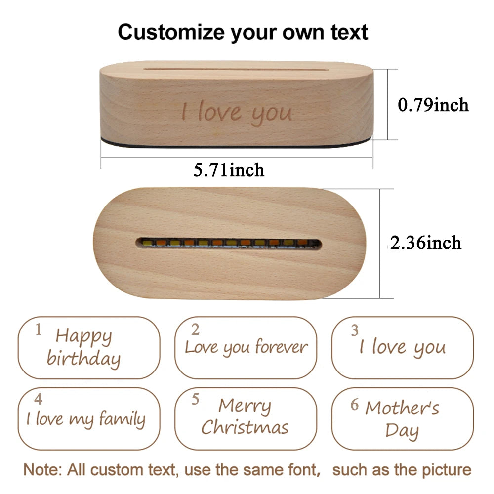 Personalized 3D Photo Lamp: Custom Photo and Text Night Light - Ideal for Valentine's Day, Wedding, Anniversary, Birthday Gifts