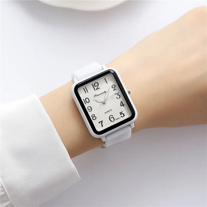 Fashion Lady’s Digital Quartz Watch – Rectangle Design, Leisure Brand, Sports Silicone Strap, Simple Women’s Clock