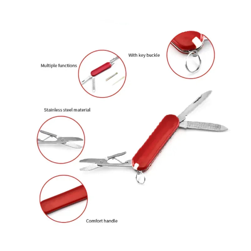 4 in 1 Folding Clipper Scissors Knife - Multi-Functional Stainless Steel Manicure Multi-Tool for Camping