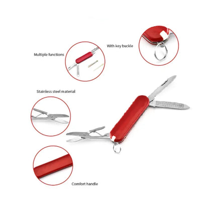 4 in 1 Folding Clipper Scissors Knife - Multi-Functional Stainless Steel Manicure Multi-Tool for Camping