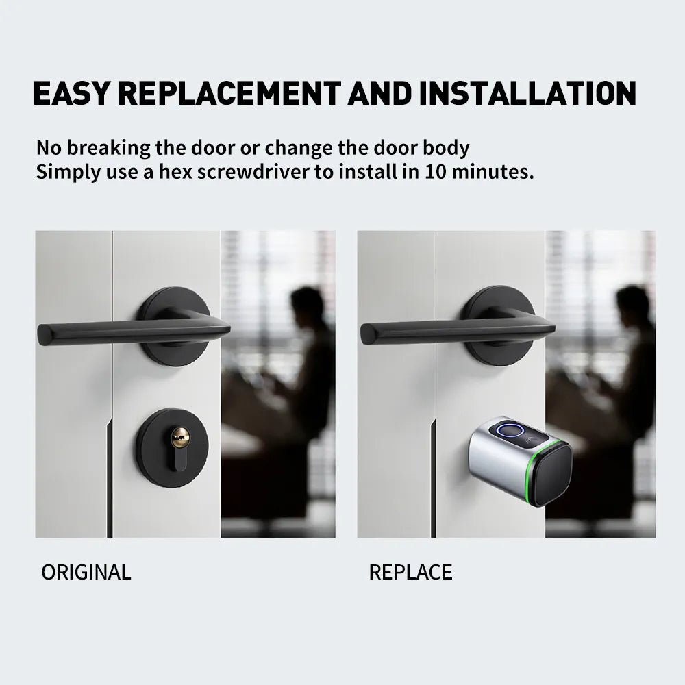 RAYKUBE S1 Tuya BLE TT Lock - Smart Electronic Door Lock with Fingerprint, APP, and IC Card Unlock