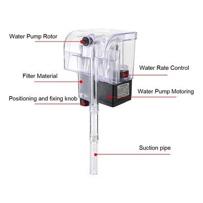 Mini Oxygen Submersible Water Purifier: Fish Tank Filter & Water Pump - 110V US Plug - Aquarium Accessories