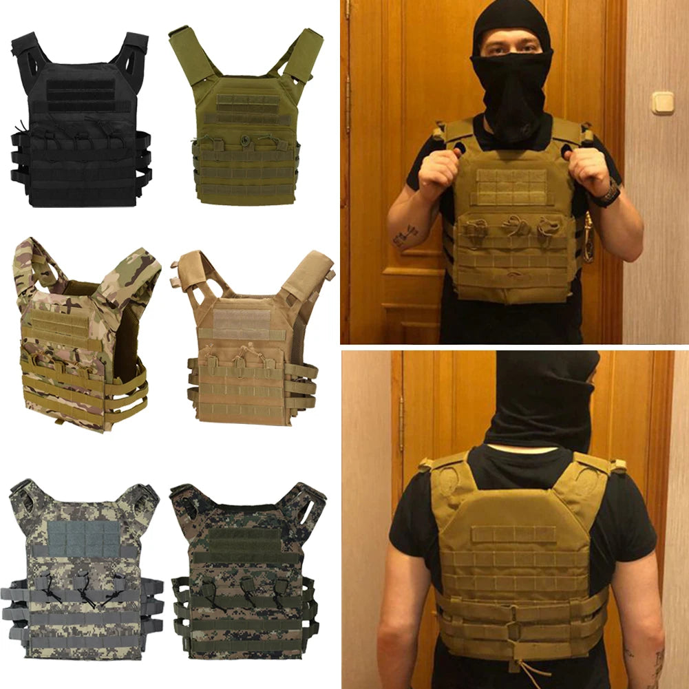 Tactical Vest Waterproof Body Armor - Lightweight JPC Molle Plate Carrier, Outdoor Hunting and Security Gear for CS Game and Jungle Use