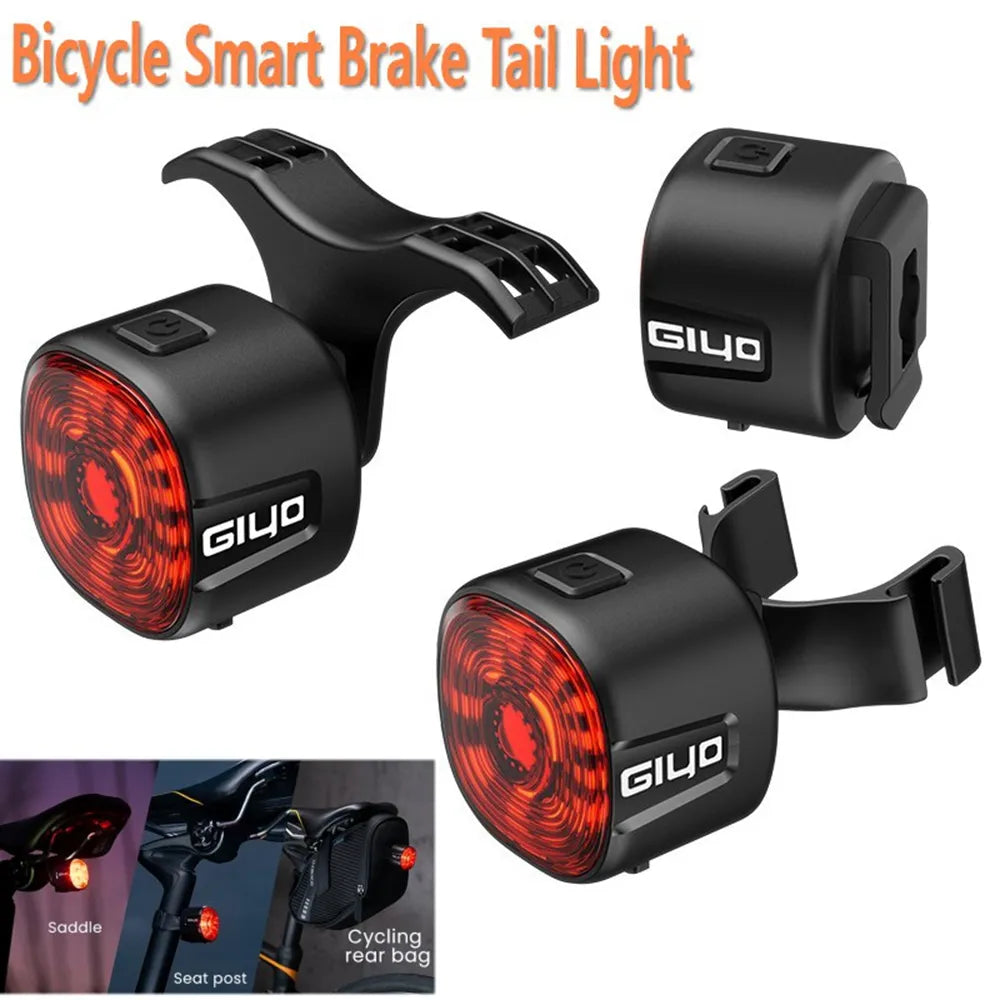 New Bicycle Smart Brake Tail Light: Auto Brake Sensing LED Warning Rear Lamp - Rechargeable & IPX6 Waterproof