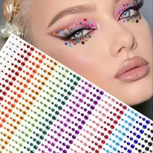 900 pcs Rainbow Color Patch Art Accessories - DIY Face Jewels for Music Festivals & Stage Performances