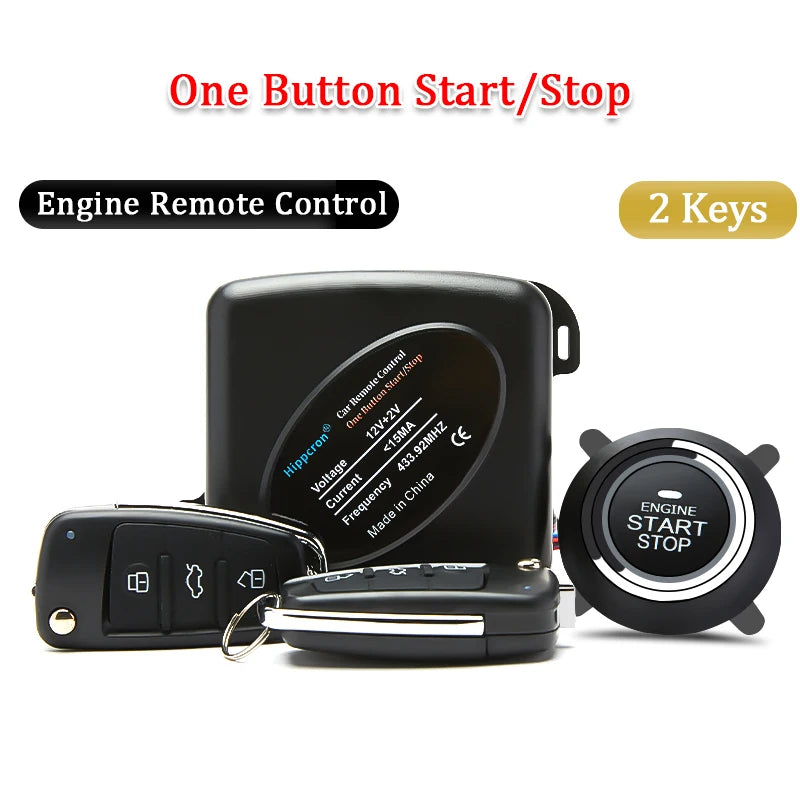 Convenient PKE Car Alarm System: Keyless Entry, Engine Start, and Remote Control - Push Button Starter with Auto Stop Feature