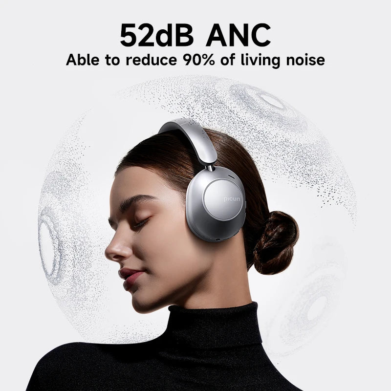 Picun F6 Active Noise Cancelling Wireless Headphones - Head Tracking 3D Audio, 40mm Hi-Res ANC, Bluetooth Headset with HiFi APP Control