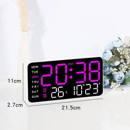 LED Screen Digital Wall Clock - 12/24H Table Clock with Adjustable Brightness, Electronic Alarm for Home Living Room Decor