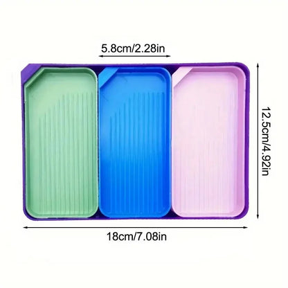 3 in 1 Diamond Painting Tray Mat Kit – Large Capacity Drill Plate, Painting Pen, Nail Art and Beading Plates, Cross Stitch