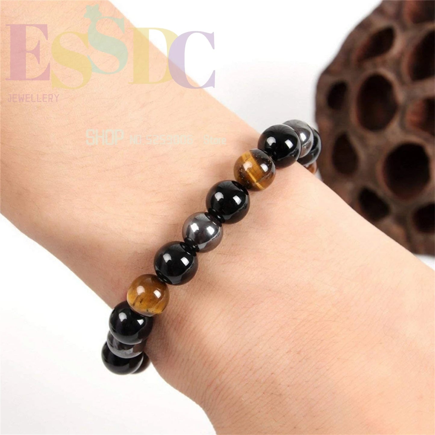 Natural Tiger Eye, Black Obsidian, and Hematite Beads Bracelet - Magnetic Health Protection Jewelry for Men and Women, Soulful Gift for Family