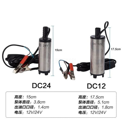 38mm DC 12V/24V Car Mini Water Oil Fuel Transfer Pump - On/Off Switch Submersible