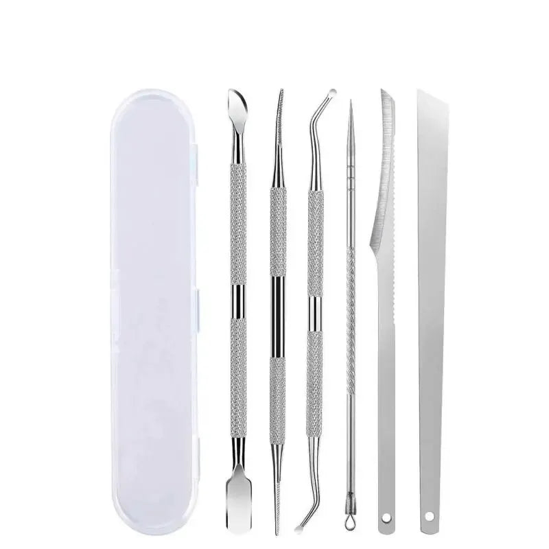 6 Piece Stainless Steel Manicure and Pedicure Tool Set – Includes Nail Clippers, Callus Remover, Acne Needle and More