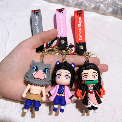 Demon Slayer Kimetsu No Yaiba Ghost Blade Keychain - Cute Character Bag Pendant and Car Key Ring, Anime Jewelry Fans Gift