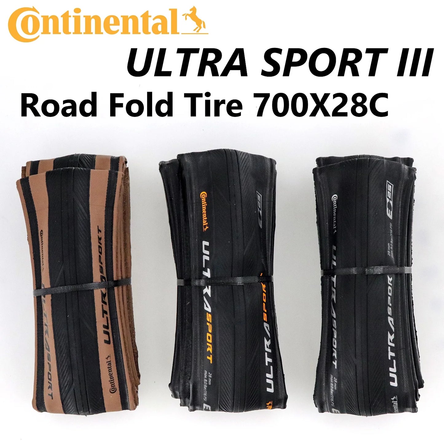 Continental Road Tire Bundle: ULTRA SPORT II & GRAND Sport Race - 700x23c/25c/28c Clincher Foldable Tires - 1 Pair for Road Cycling