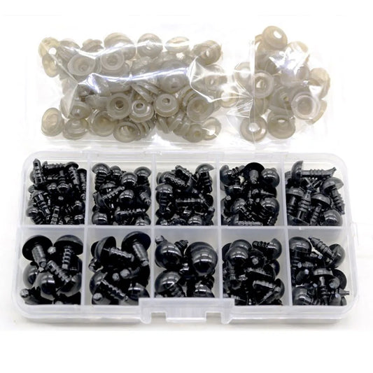 100pcs 10mm Black Plush Safety Eyes for DIY Toys - Eyeball Doll Accessories for Amigurumi - Funny Animal Toy Eyes in Various Sizes (6mm, 8mm, 12mm)