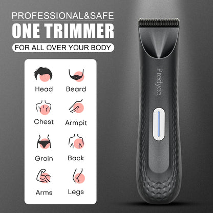 Electric Trimmer for Men's Groin Hair - Versatile Body Groomer, Waterproof Pubic Hair Trimmer with Replaceable Ceramic Blade