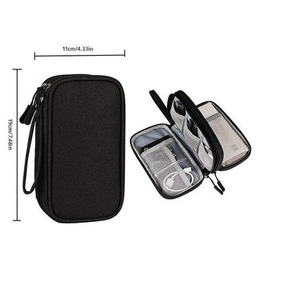 1pc Travel Portable Digital Product Storage Bag: Pink/Grey/Black/Navy USB Data Cable Organizer - Headset Charging Treasure Box Bag