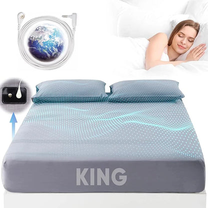 Grounding King Sheet - 95% Organic Cotton, 5% Pure Silver Fiber, Earth-Connected Bedding (198x203cm/78x80in)