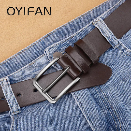 Men's PU Leather Belt with Alloy Pin Square Buckle - Fashionable Business and Leisure Belts in Black, Coffee Brown for Jeans