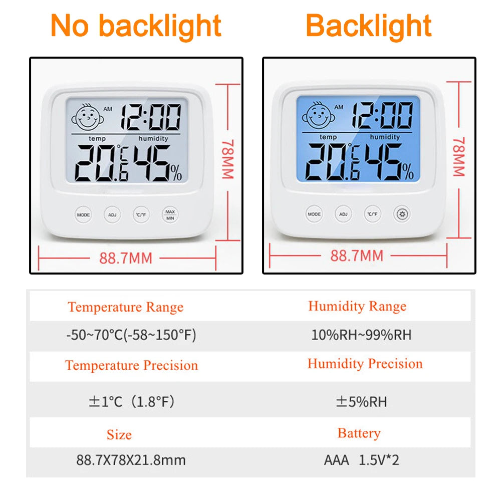 LCD Digital Thermometer Hygrometer with Backlight - Indoor Temperature and Humidity Meter for Weather Station and Baby Room