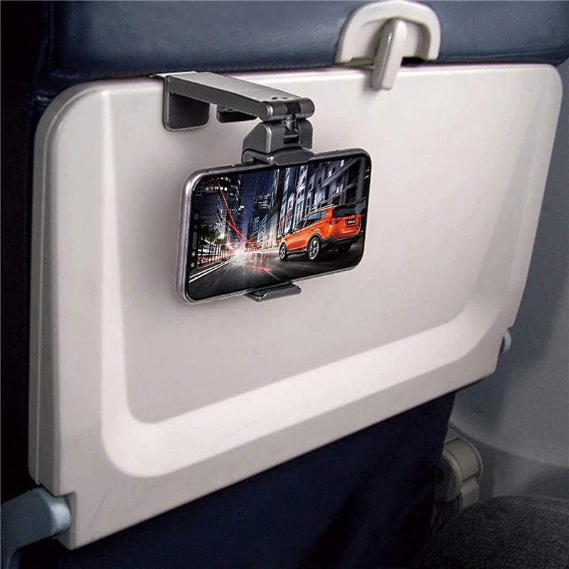 Universal Airplane Phone Holder - Handsfree Desk Tray Mount, Pocket Size, Must-Have Travel Essential Accessory