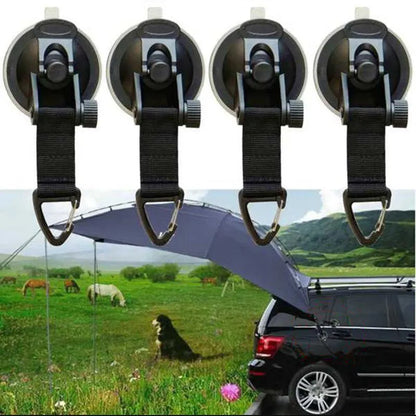Vacuum Suction Cup Car Tent Buckle with Glass Hook - Lightweight Camping Bracket for Hiking and Climbing