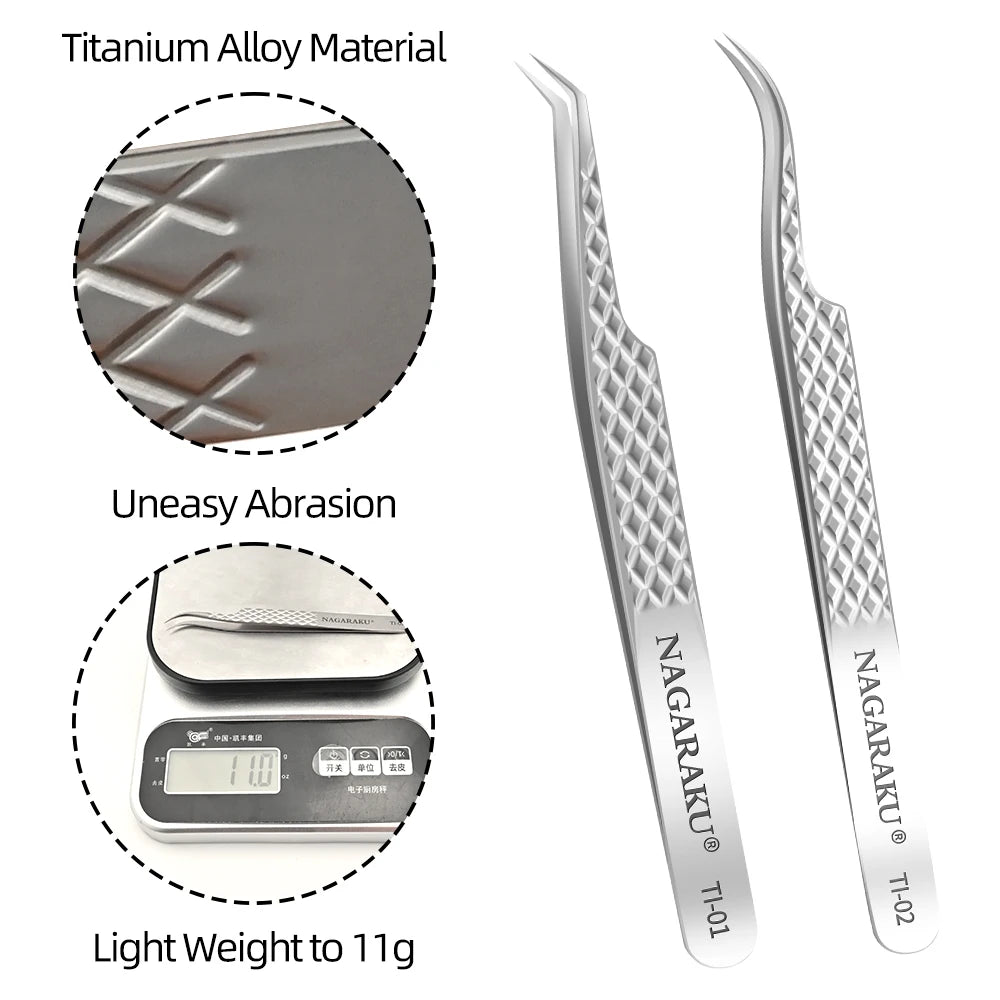 NAGARAKU Stainless Steel Eyelash Extension Tweezers - Precision 3D Makeup Tool for Accurate Application