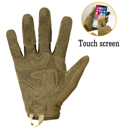 Outdoor Tactical Gloves - Touch Screen Compatible, Full Finger Anti-Skid Mittens for Training, Climbing, Shooting, Hunting, Riding and Cycling