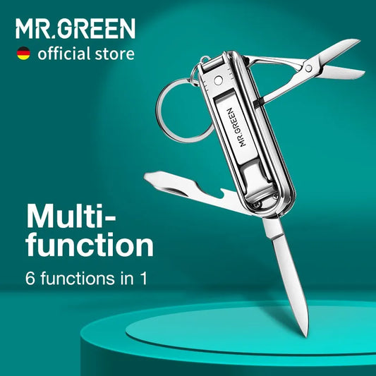 MR.GREEN Multifunctional Nail Clippers - Six Functions, Nail Files, Bottle Opener, Small Scissor, Stainless Steel Nail Cutter