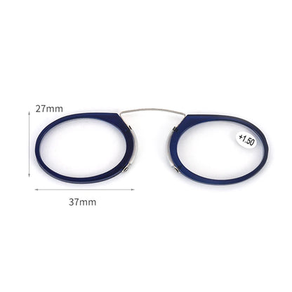 Stick-On Phone Mini Clip Nose Bridge Reading Glasses: Ultra-Thin Portable Presbyopic Glasses with Case, 100-350 Magnification