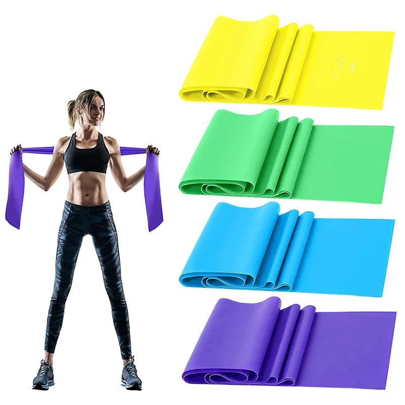 TPE Resistance Bands Set - 4 Levels for Workout, Yoga, Pilates & Rehab - Elastic Bands for Strength Training, Recovery & Fitness