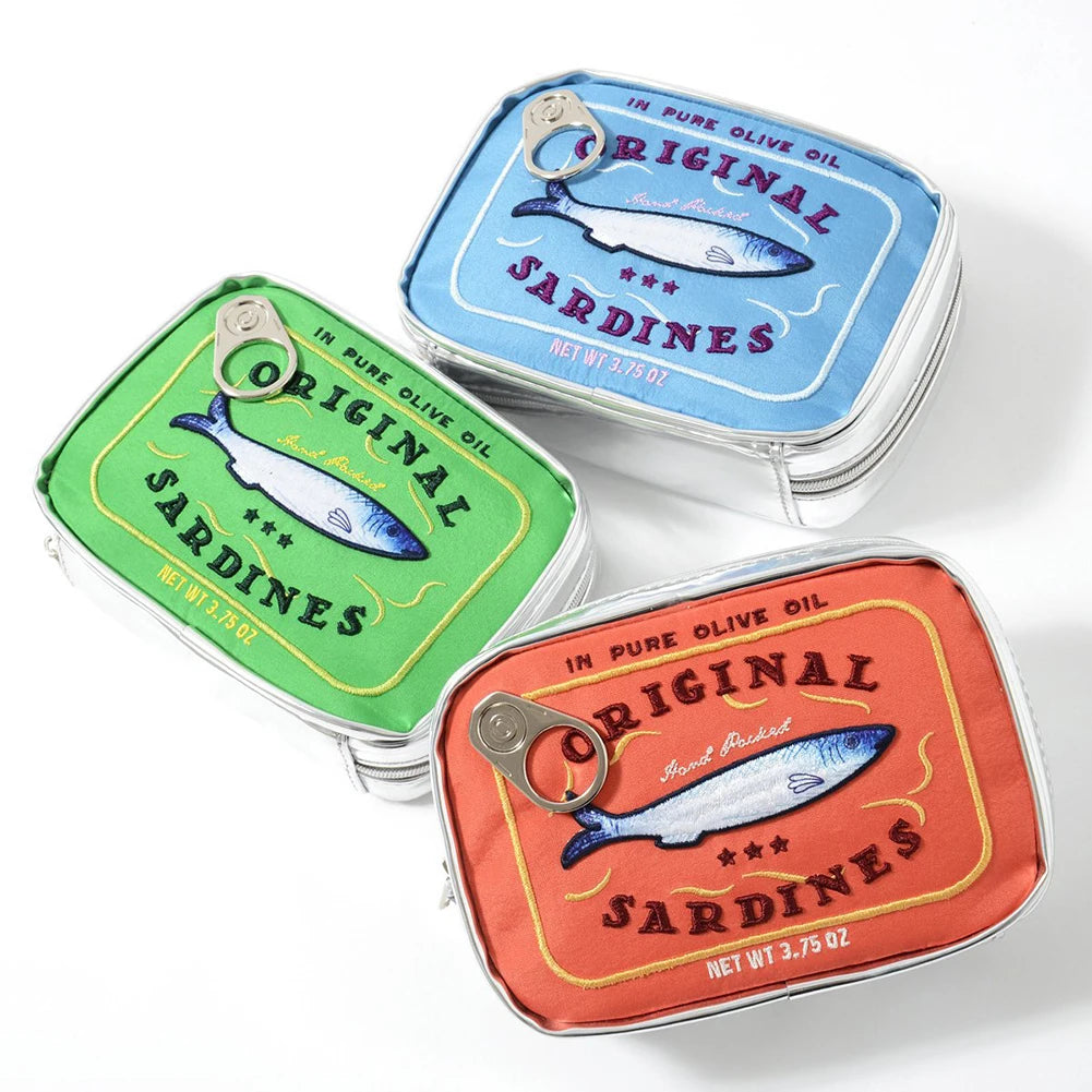 Canned Sardines Style Makeup Bag: Cute Travel Cosmetic Bag, Creative Fashion Handbag for Bath Wash - Beauty Pouch Case