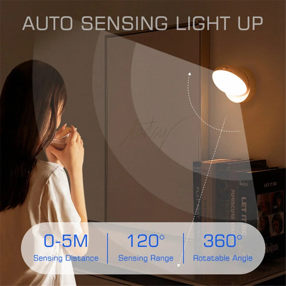 LED Night Light USB Charging - Intelligent Human Induction for Bedside Cabinet Home Wardrobe Lighting, Motion Sensor LED Lamp