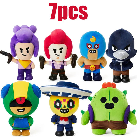 Brawl Stars Plush Toys – Spike, Shelly, Colt, Leon, Poco Character Pillows | Stuffed Dolls for Kids Birthday Gifts