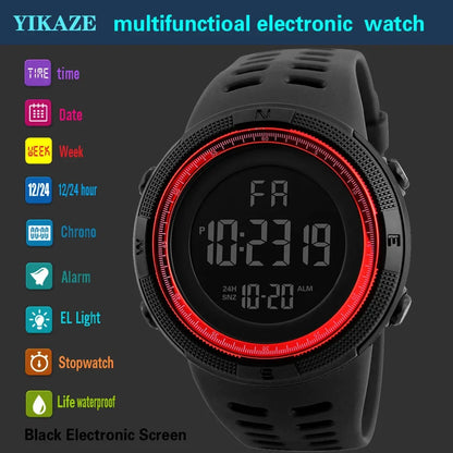 Men's Sports Digital Watch – Big Dial Luminous, Waterproof, Multifunction Military Electronic Wristwatch with Alarm