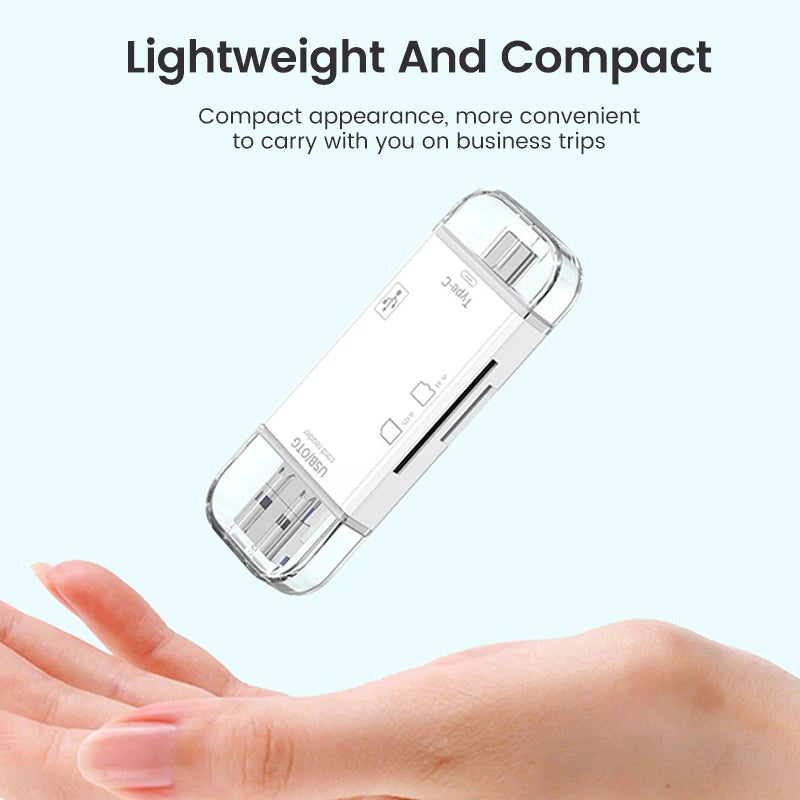 Elough 6 in 1 Card Reader: OTG Type C Micro SD Card Reader, USB 2.0 TF CF Cardreader Adapter - Flash Drive Smart Memory Card Reader