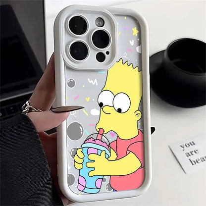 Shockproof Silicone Case for Apple iPhone - Cartoon Simpsons Design, Protective Phone Cover for Models 11, 12, 13, 14 Plus, and 15 Pro Max