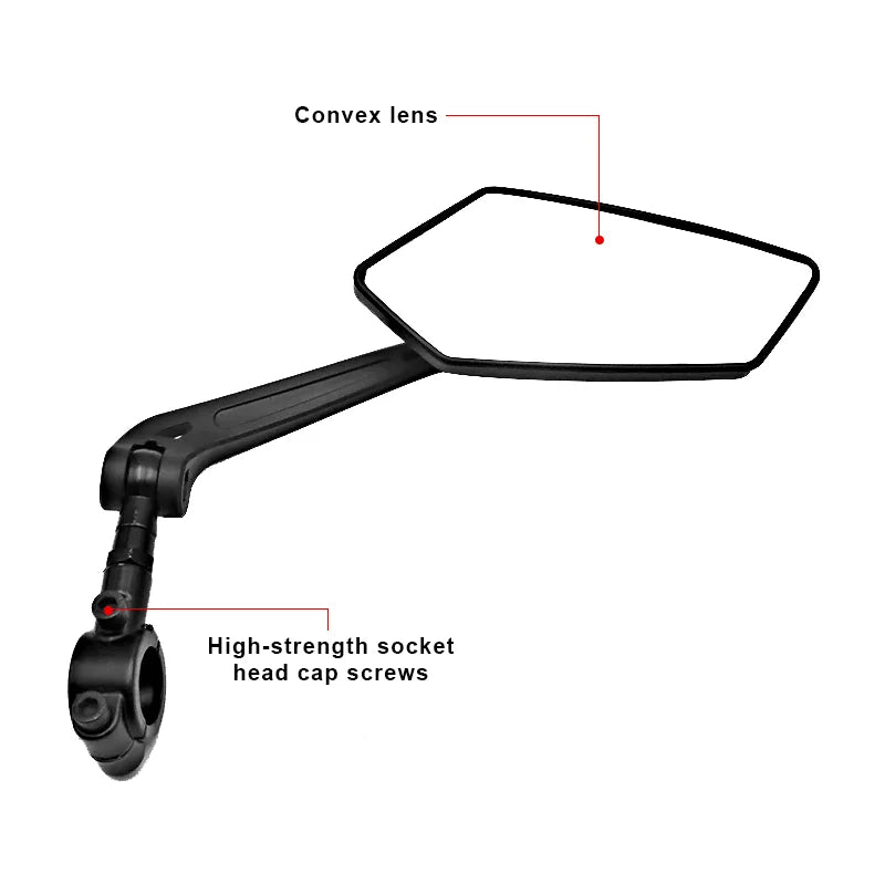 Bicycle Rear View Mirror - Clear Wide Range Back Sight Rearview Reflector, Adjustable Handlebar Left Right Mirror for Bike Cycling