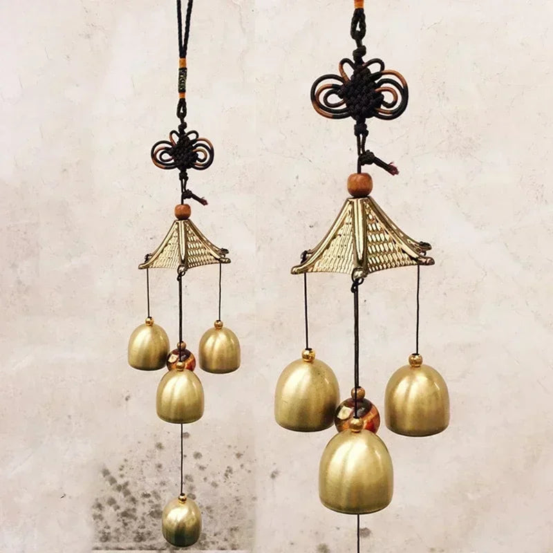 Retro Copper Wind Chimes - Oriental Lucky Pendants for Garden Decorations - Outdoor Wind Bell Hanging Pendants ( Campanillas De Viento)