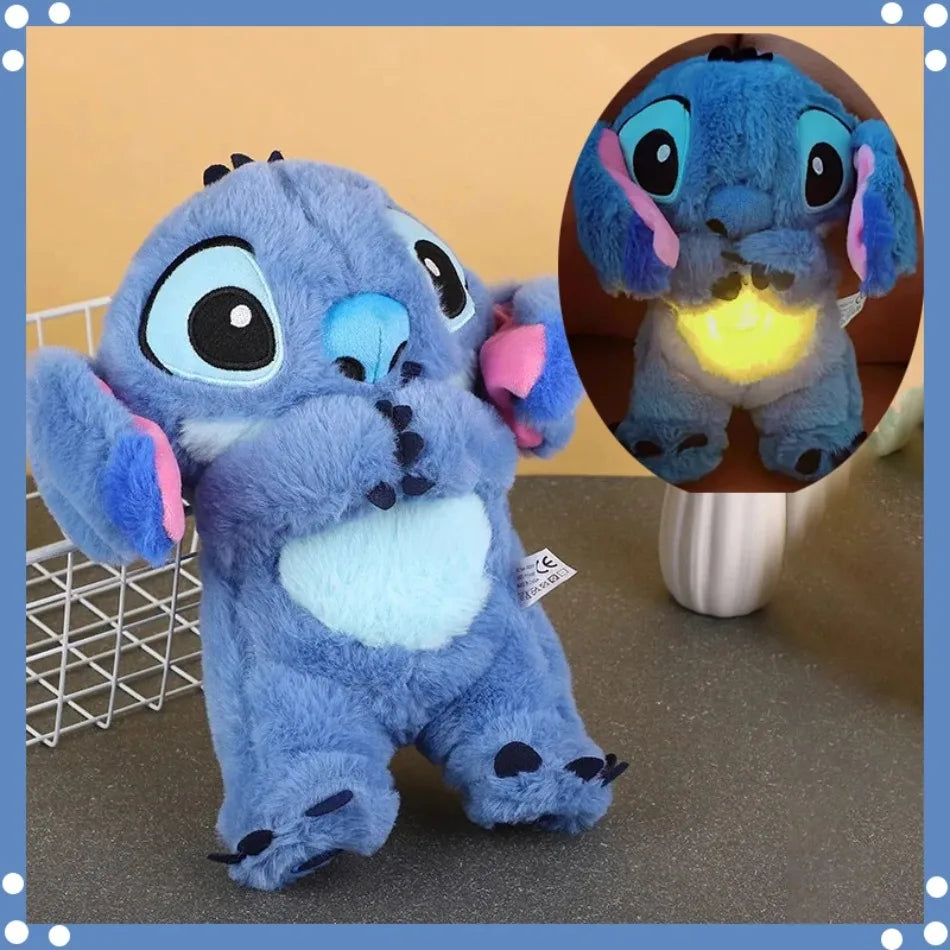 Kawaii Stitch Plush Doll - Soothing Musical Baby Sleeping Companion with Air Bag, Light, and Breathing Toy - Perfect Gift