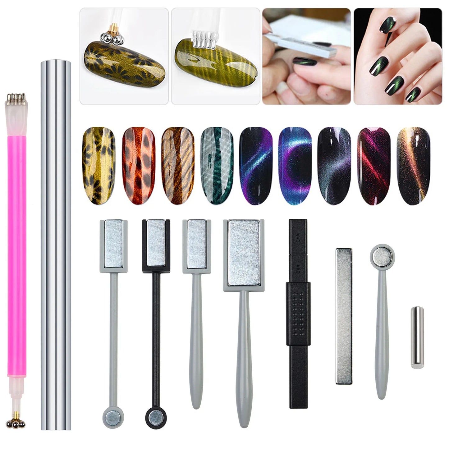 Strong Cat Magnetic Stick: Multi-Function Magnet Pen for UV Gel Polish Nail Art - Decorative French Manicure Tool for Precision Painting and Varnish Decoration