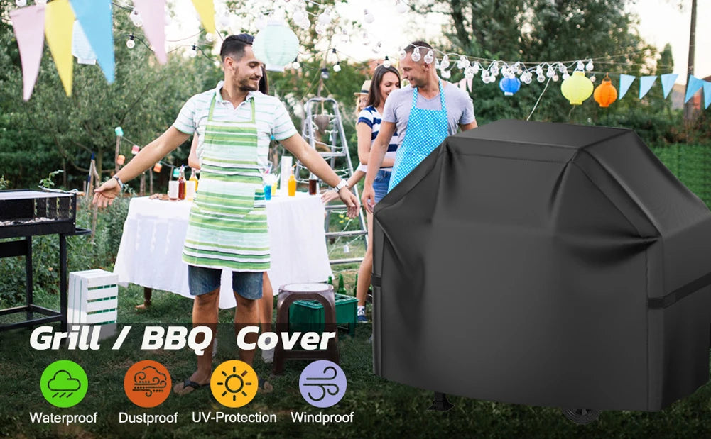 Heavy Duty Waterproof BBQ Grill Cover - Anti-Dust, Rain Protective Outdoor Barbecue Cover for Weber and Charbroil