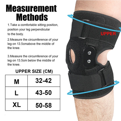 Adjustable Hinged Knee Brace - Meniscus Tear Support Wrap for Patellar Tendon, Pain Relief, Strains, Sprains (1PC)