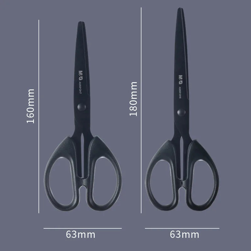 M&G Black Blade Scissors: Rust-Proof Sharp 160/180mm Tailor and Student Scissors for Paper Cutting - Household Office Supplies