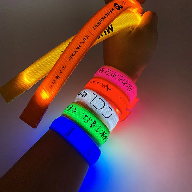 LED Luminous Bracelet - Velcro LED Luminous Sports Wrist Strap for Concerts, Parties, and Bars - Party Supplies