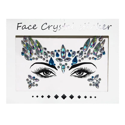 3D Rhinestone Bright Face Stickers for Festival: Glitter Makeup Jewelry Sticker with Crystals, Gems, Diamonds Decoration