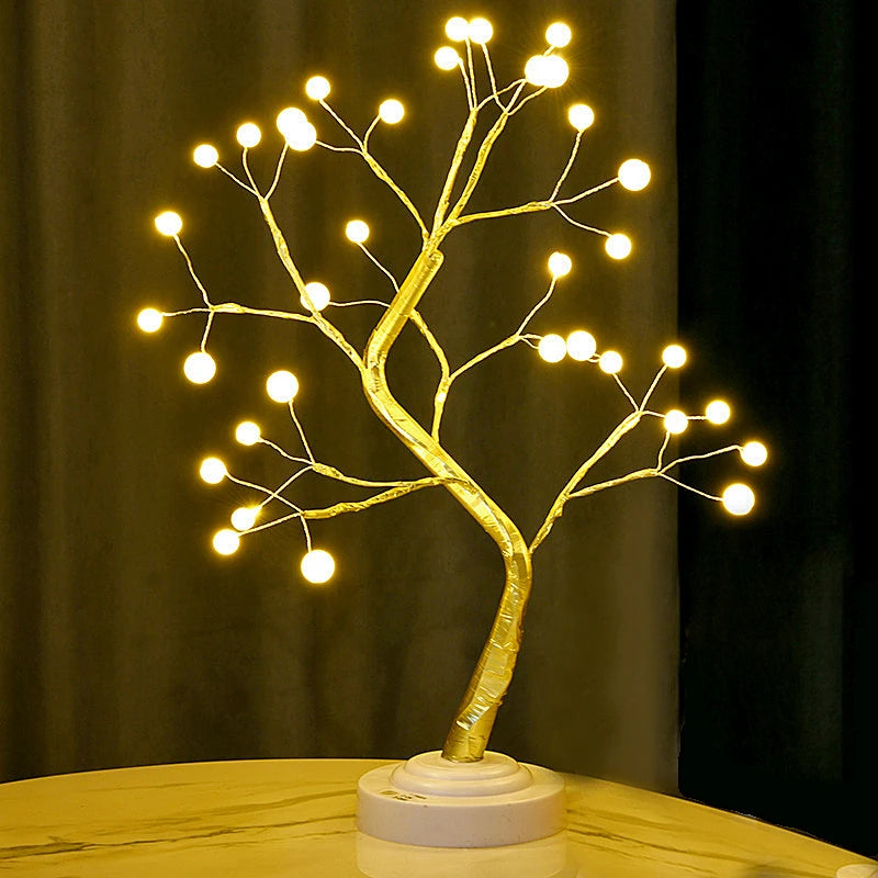 Table Tree Night Light – USB/Battery Powered Touch Switch Artificial Bonsai Cherry Blossom LED Lamp for Desktop Decoration