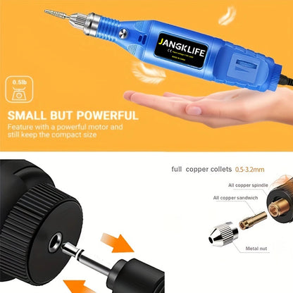 12V Mini Electric Carving Pen - Variable Speed Drill Rotary Tools Kit, Engraver Pen for Grinding and Polishing